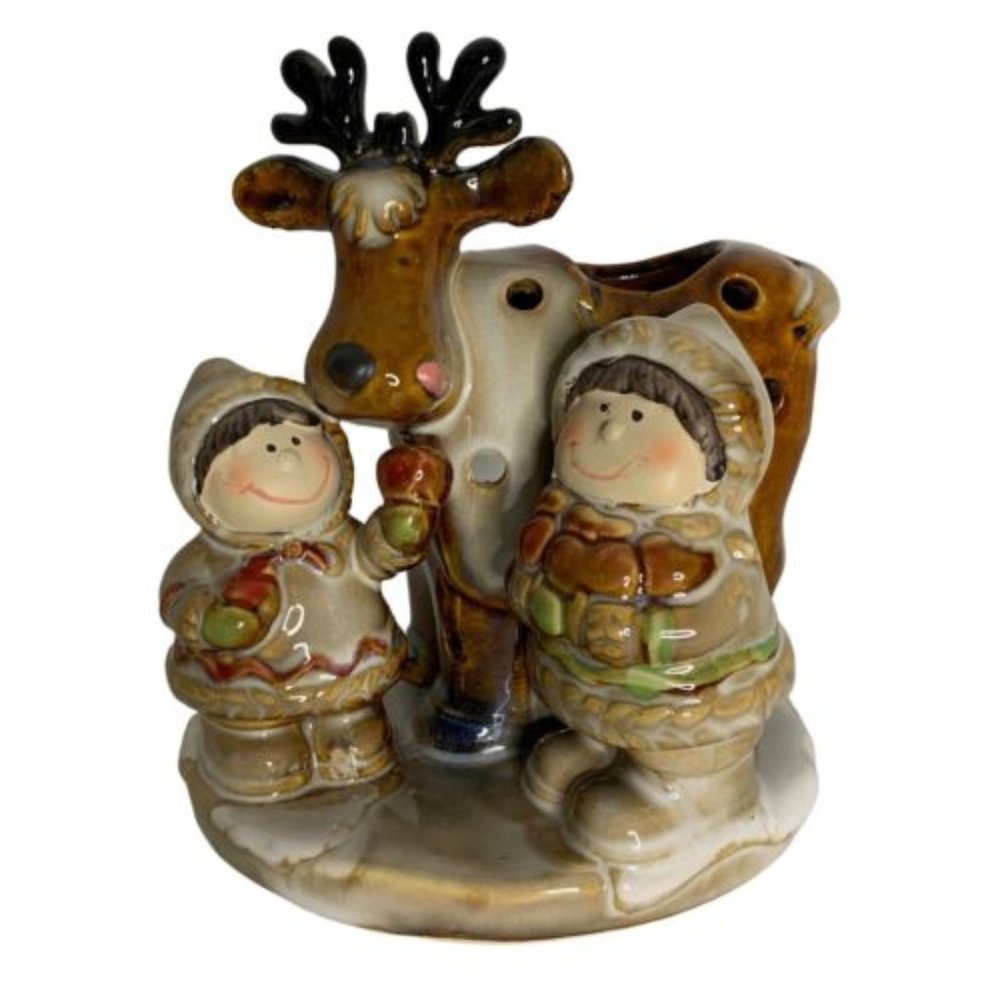 Yankee Candle Kids Feeding a Moose Apples Winter Tealight Candle Holder NWOB